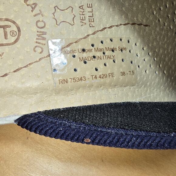 Fly Flot Italian Navy Wedge Slide Sandals Anatomic Mesh Womens 7.5 EU 38 - Picture 6 of 8